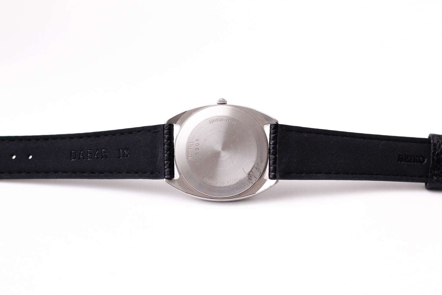 1988 Pulsar Quartz Marine Blue Straight Grain Dial Men's Wrist-Watch