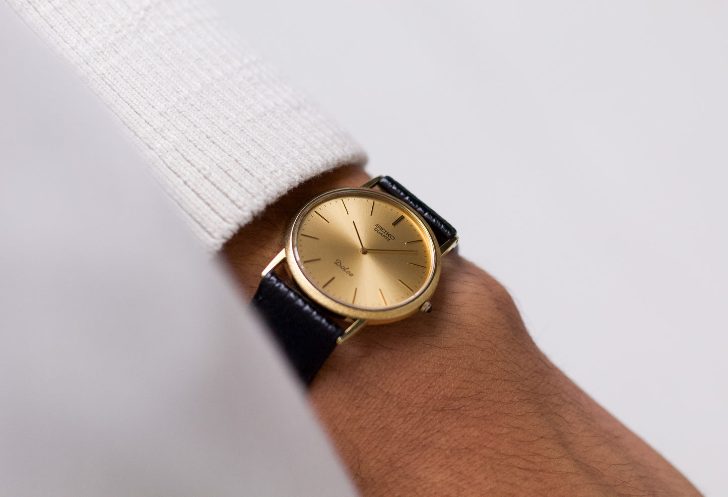 [Near Mint] 1983 Seiko Dolce Matte Sunburst Golden Dial Men's Wrist-Watch