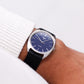 1988 Pulsar Quartz Marine Blue Straight Grain Dial Men's Wrist-Watch