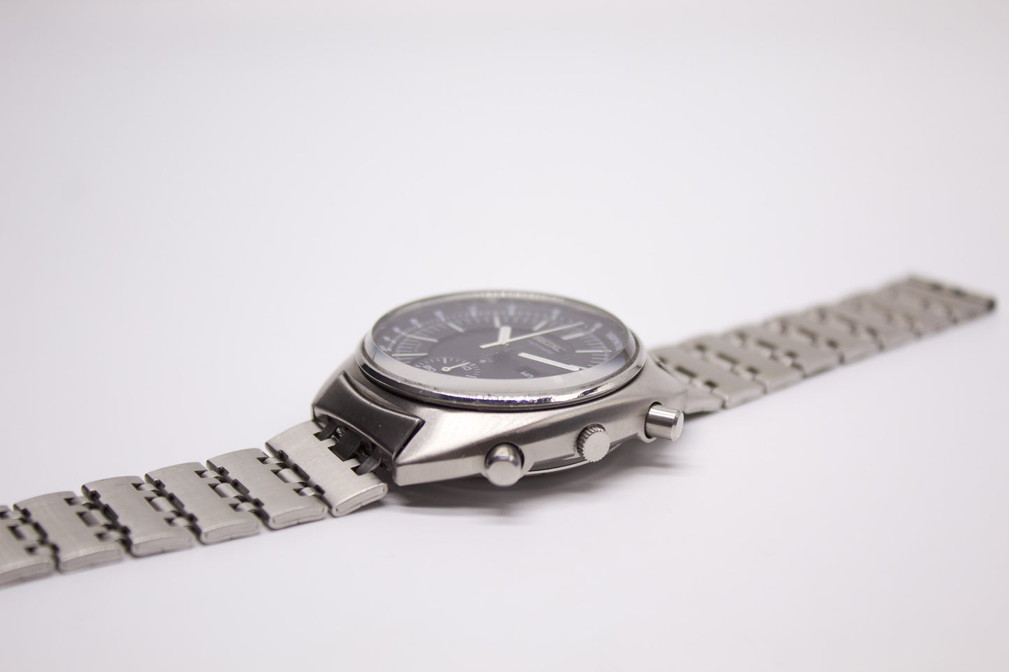 [Serviced] 1972 Seiko Automatic Chronograph 'Baby Speedmaster' Matte Black Dial Men's Wrist-Watch