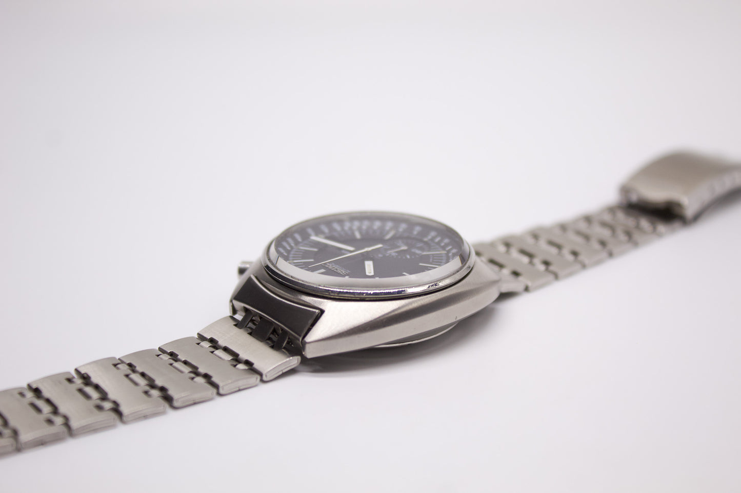 [Serviced] 1972 Seiko Automatic Chronograph 'Baby Speedmaster' Matte Black Dial Men's Wrist-Watch