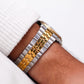 2003 Seiko Quartz Straight Grain Golden Dial Two Tone Case Men's Wrist-Watch