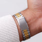 2003 Seiko Quartz Straight Grain Golden Dial Two Tone Case Men's Wrist-Watch