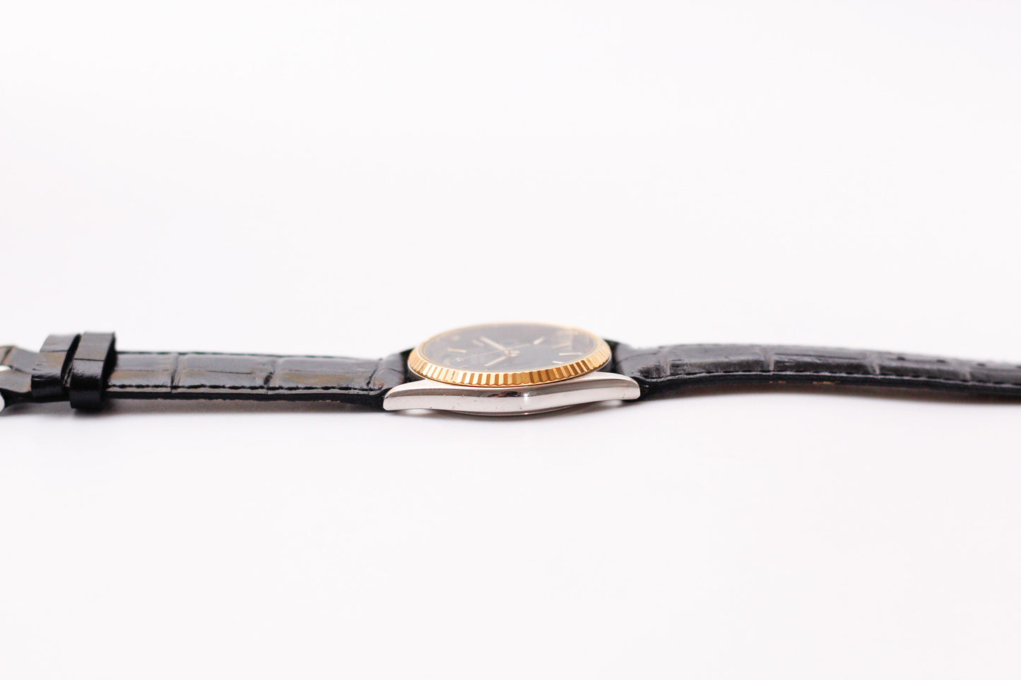2005 Pulsar Quartz 'Baby Presidential' Inky Black Dial Two Tone Men's Wrist-Watch