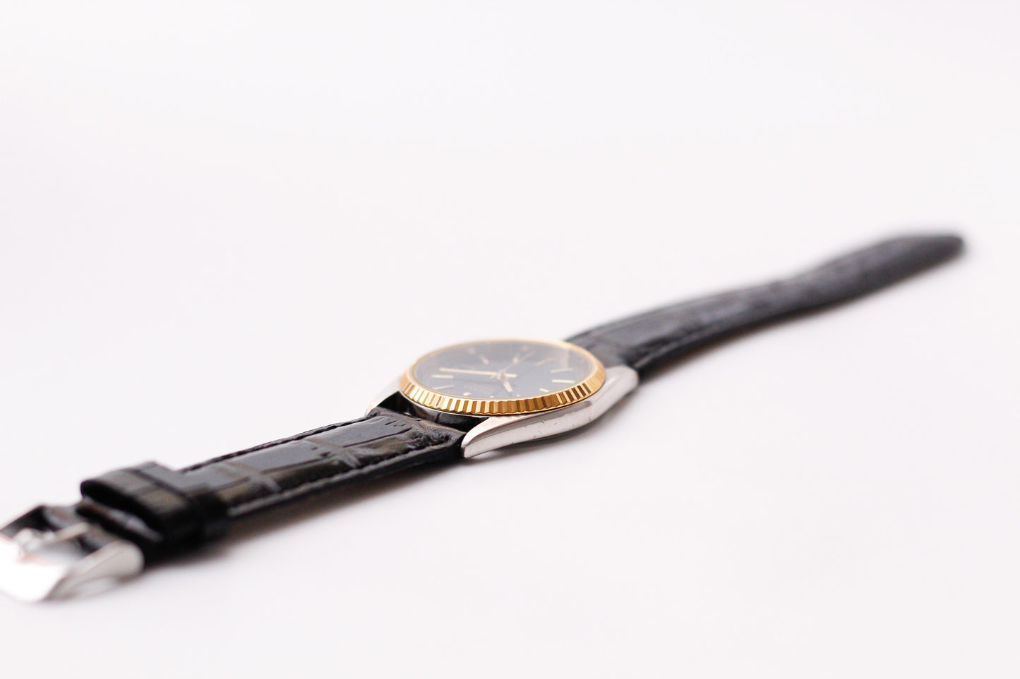 2005 Pulsar Quartz 'Baby Presidential' Inky Black Dial Two Tone Men's Wrist-Watch