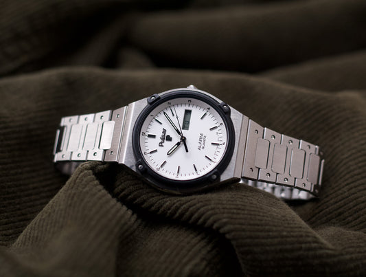 [Near Mint] 1984 Pulsar Ana-Digi Matte White Dial Men's Wrist-Watch