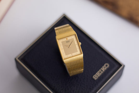 [Near Mint] 1986 Seiko 'Tank' Gold Toned Men's Wrist-Watch