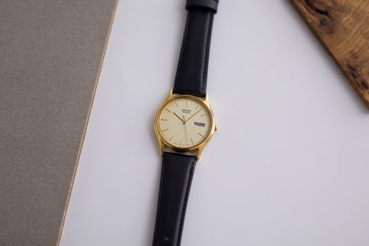 1991 Seiko Warm Gold Toned Men's Dress Wrist-Watch