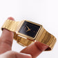 1995 Citizen Quartz Inky Black Gemstone Dial Tank Men's Wrist-Watch