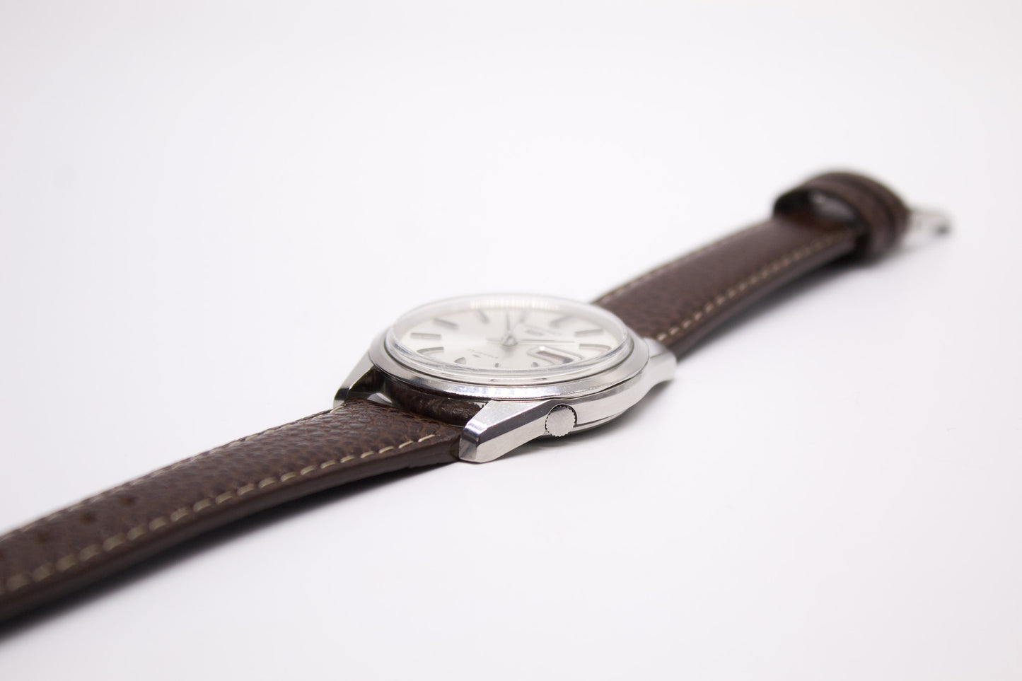 [Serviced] 1968 Seiko 5 Silver Sunburst Dial Men's Wrist-Watch
