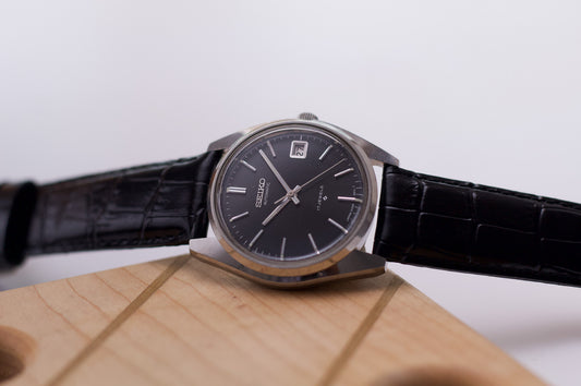 1976 Baby King Seiko Automatic Midnight Black Dial Men's Wrist-Watch