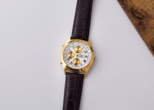 2001 Pulsar Quartz Chronograph-Alarm Roman Dial Men's Wrist-Watch
