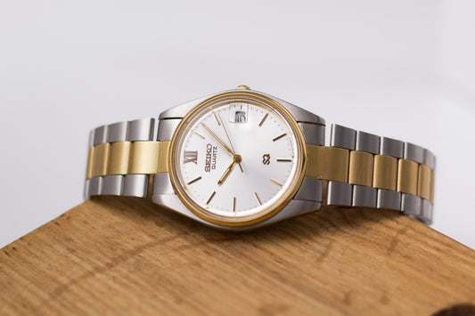 1991 Seiko 'Baby Date-Just' Silver Sunburst Men's Two Tone Wrist-Watch