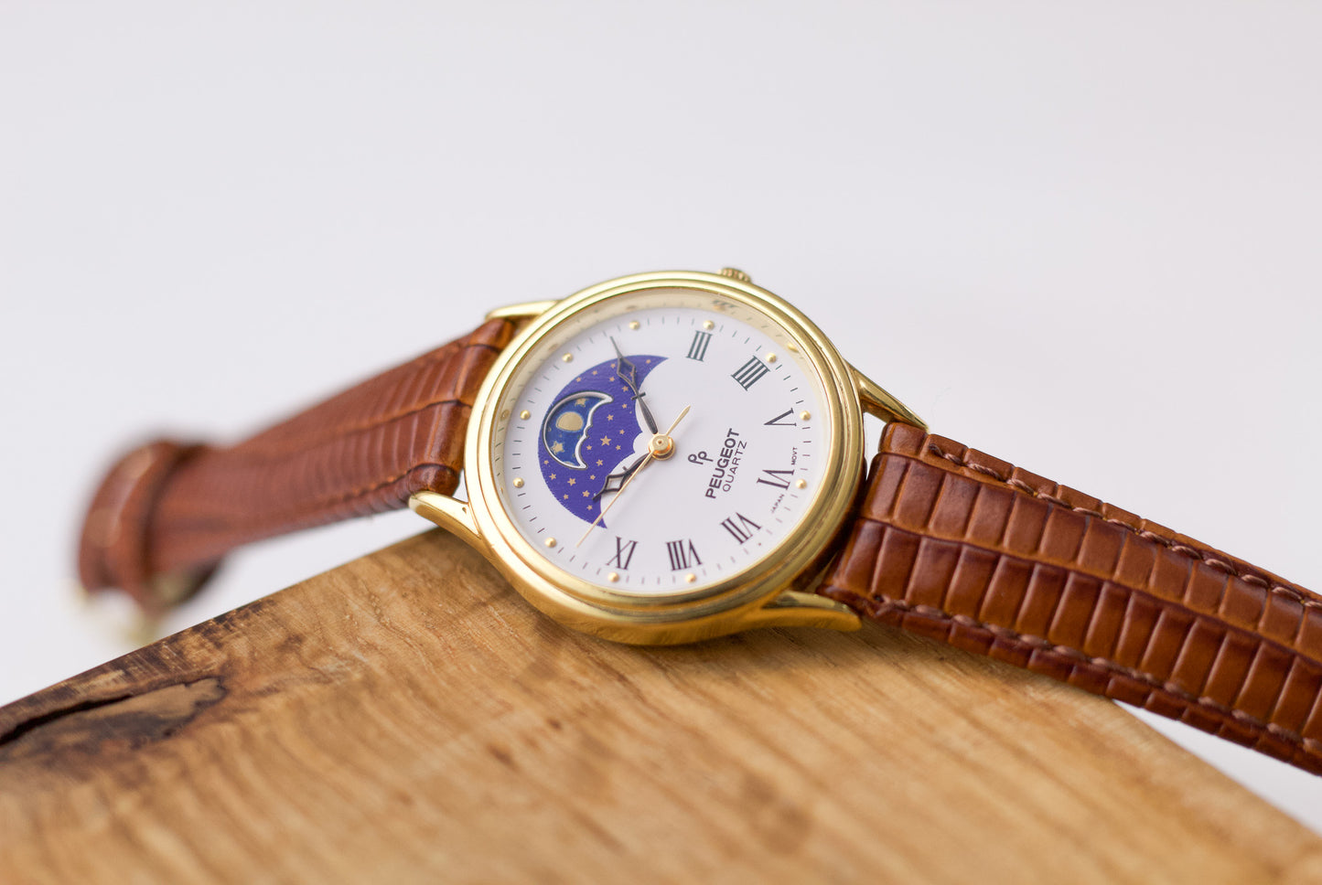 1990s Peugeot Quartz 'Moon-Phase Dial' Men's Wrist-Watch