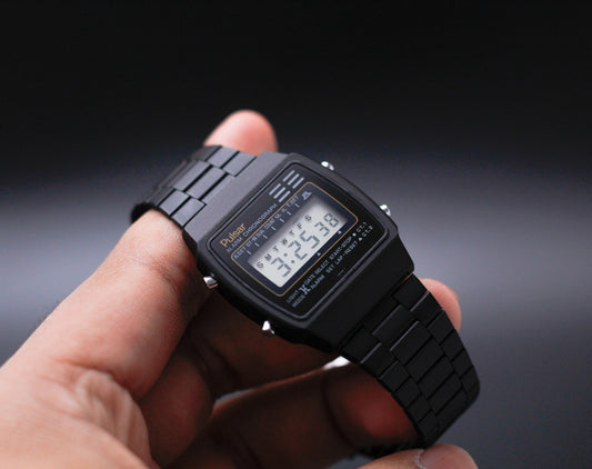1991 Pulsar Quartz Alarm-Chronograph PVD Black Case Men's Wrist-Watch