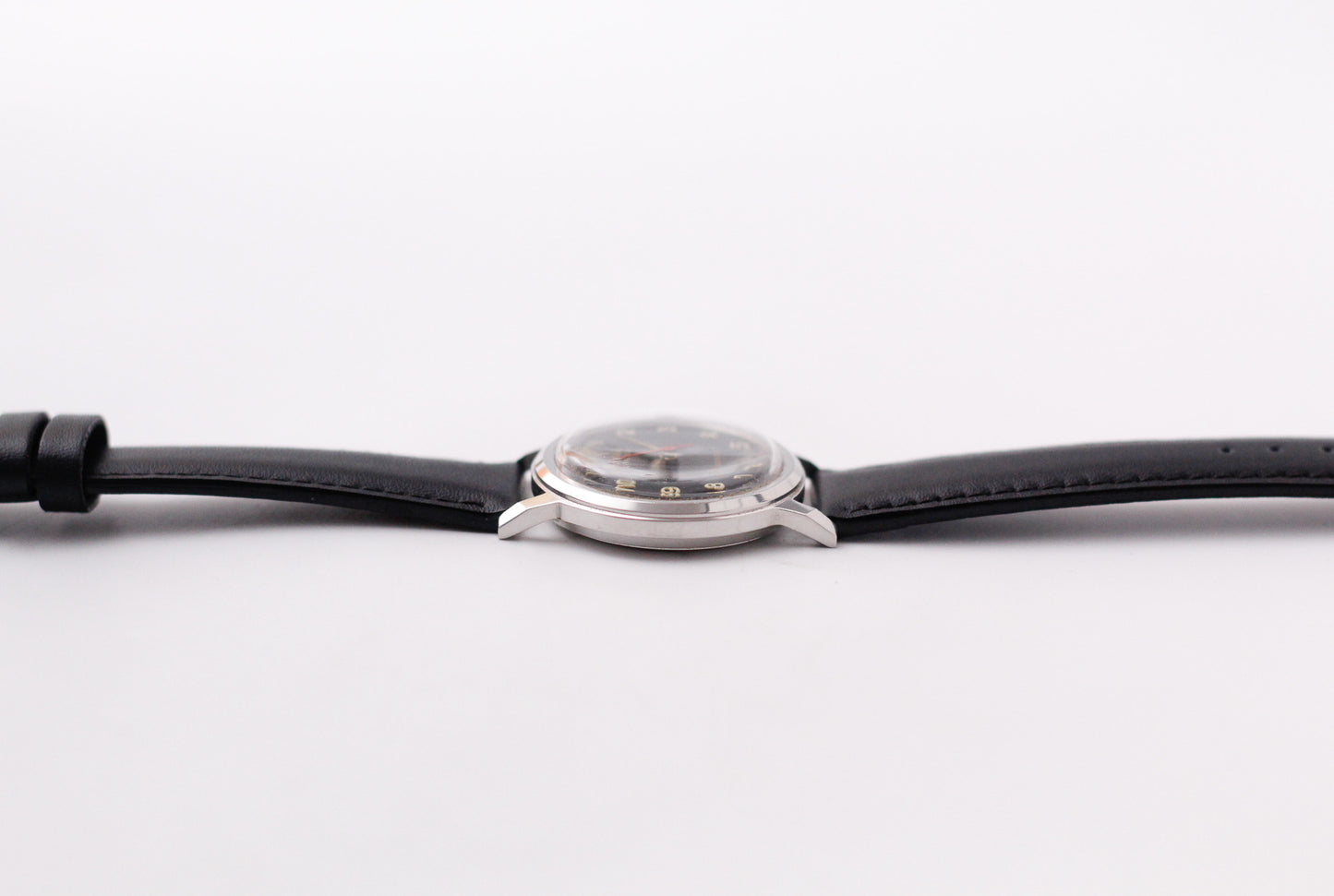 [Serviced] 1950s Rodania Mechanical Inky Black Military Style Dial Men's Wrist-Watch