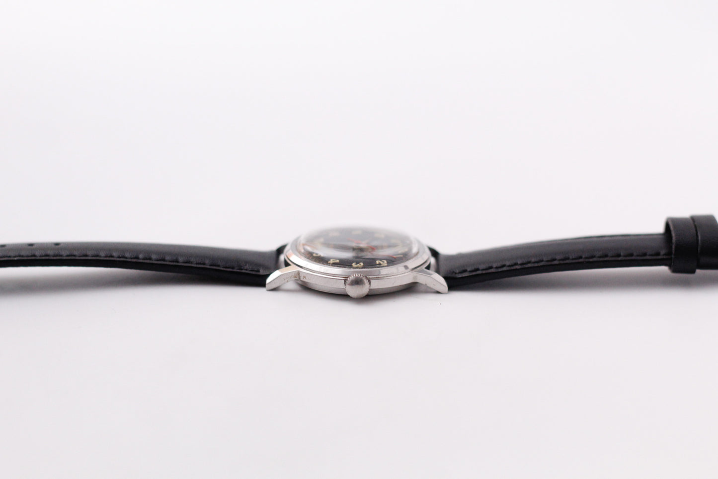 [Serviced] 1950s Rodania Mechanical Inky Black Military Style Dial Men's Wrist-Watch