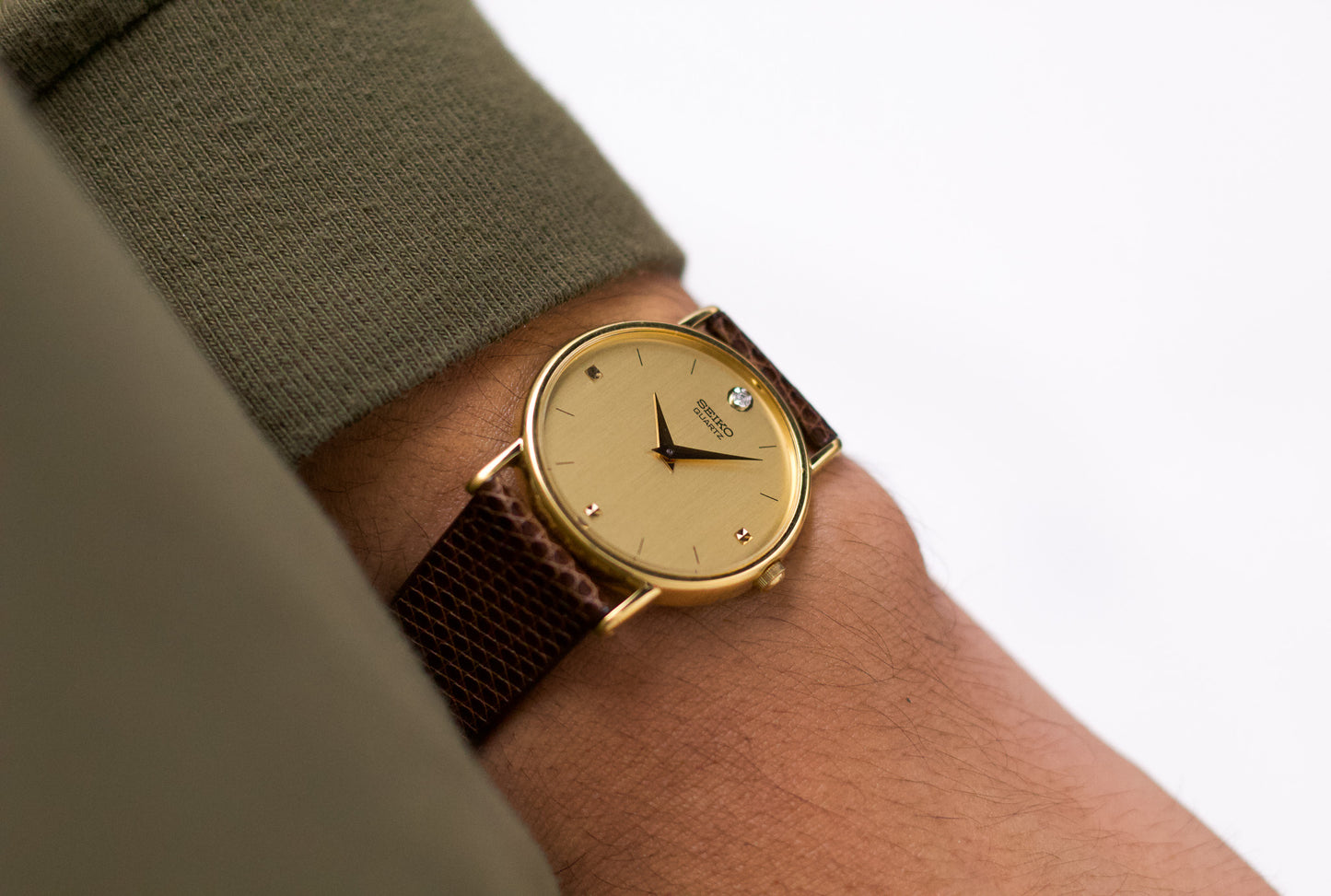 [Near Mint] 1985 Seiko Quartz Golden Gemstone Dial Men's Wrist-Watch W/Box