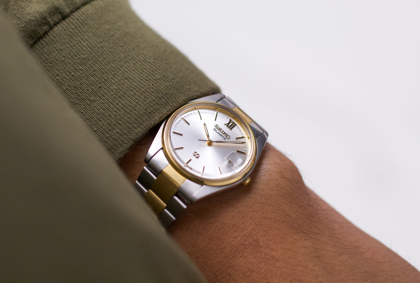 1991 Seiko 'Baby Date-Just' Silver Sunburst Men's Two Tone Wrist-Watch