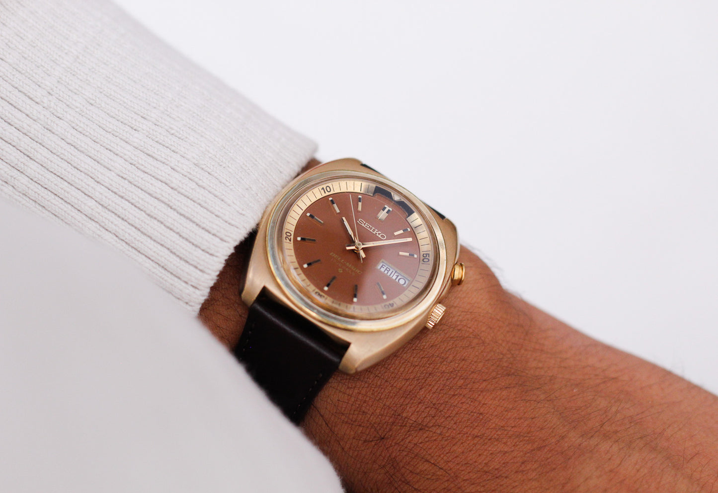 [Serviced] 1972 Seiko Bell-Matic Chocolate Brown Dial Men's Wrist-Watch