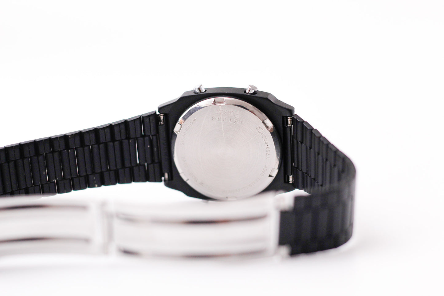 1991 Pulsar Quartz Alarm-Chronograph PVD Black Case Men's Wrist-Watch