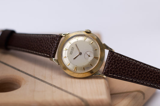 [Serviced] 1950s Gruen Precision Aged Champagne Dial Jumbo Case Men's Wrist-Watch