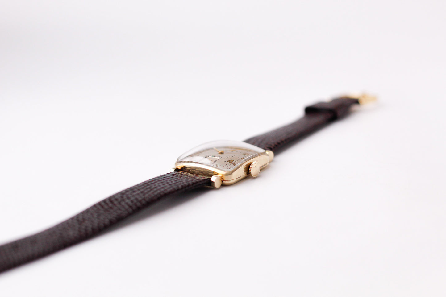 [Serviced] USA Lord Elgin 'Peppered Cream Dial' 14K Gold Filled Case Men's Wrist-Watch