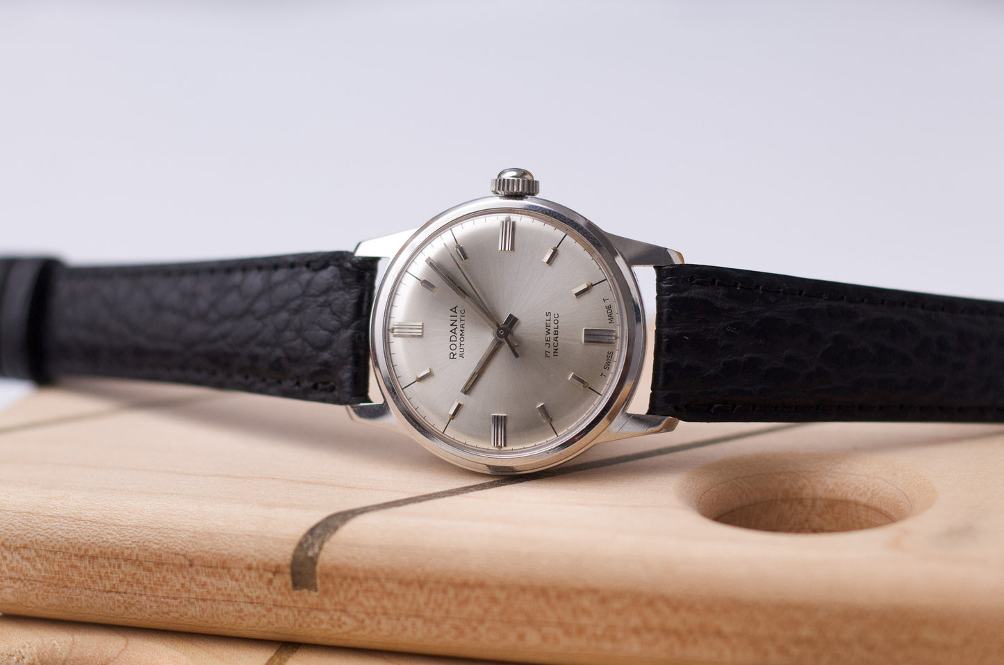 [Serviced] 1960s Rodania Silver Sunburst Dial Automatic Men's Wrist-Watch