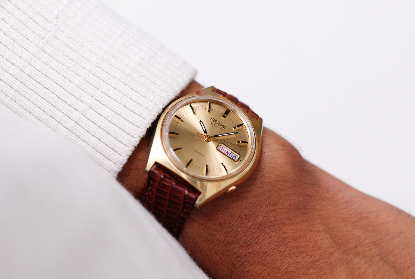 [Serviced] 1976 Seiko Automatic Golden Sunburst Dial Men's Wrist-Watch