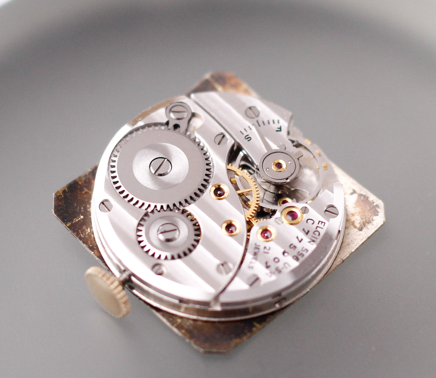[Serviced] USA Lord Elgin 'Peppered Cream Dial' 14K Gold Filled Case Men's Wrist-Watch