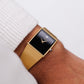 1986 Pulsar Quartz Inky Black Dial Golden Tank Men's Wrist-Watch
