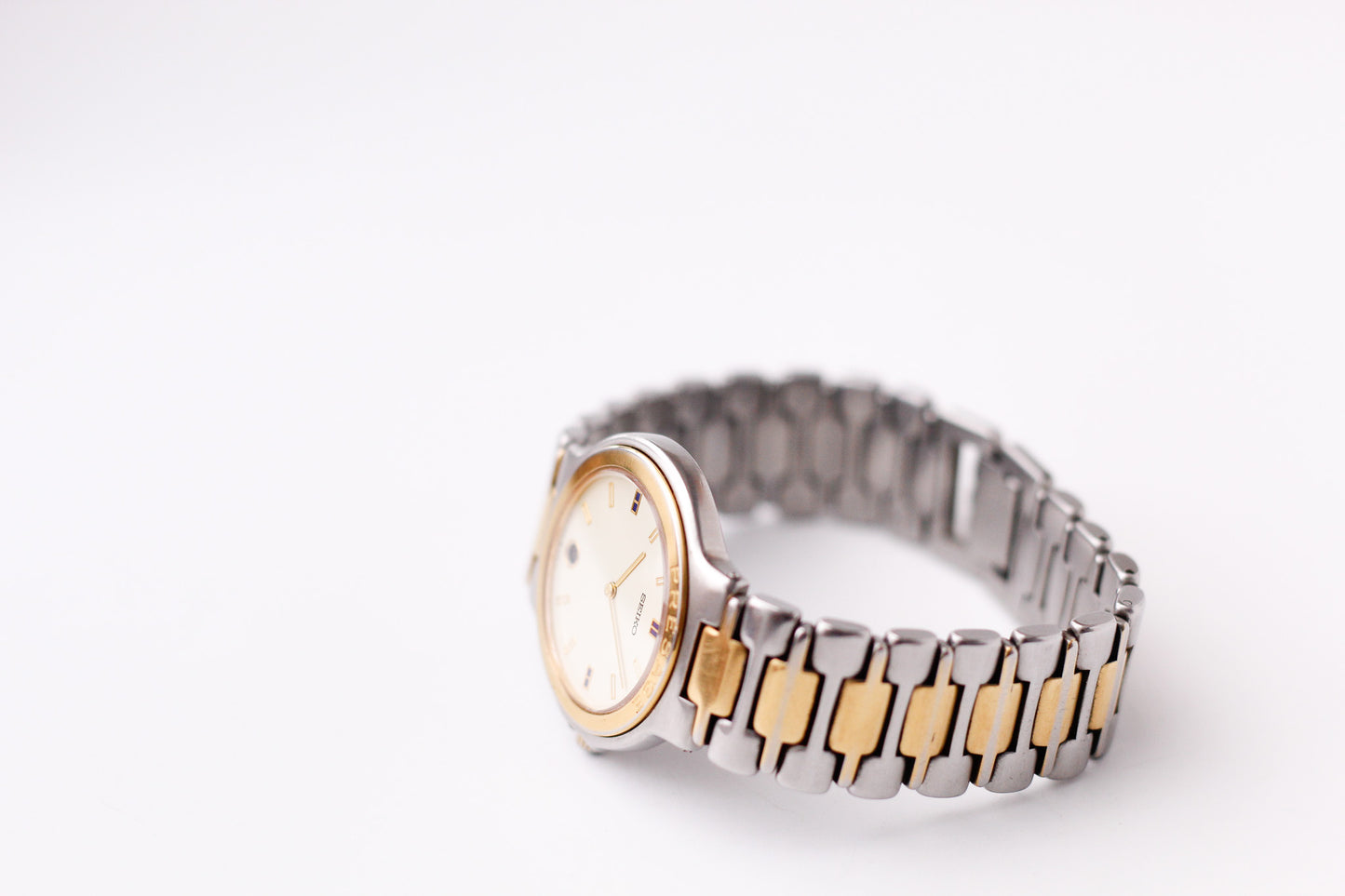 1986 Seiko Presage Quartz Light Golden Dial Two Tone Case Men's Wrist-Watch