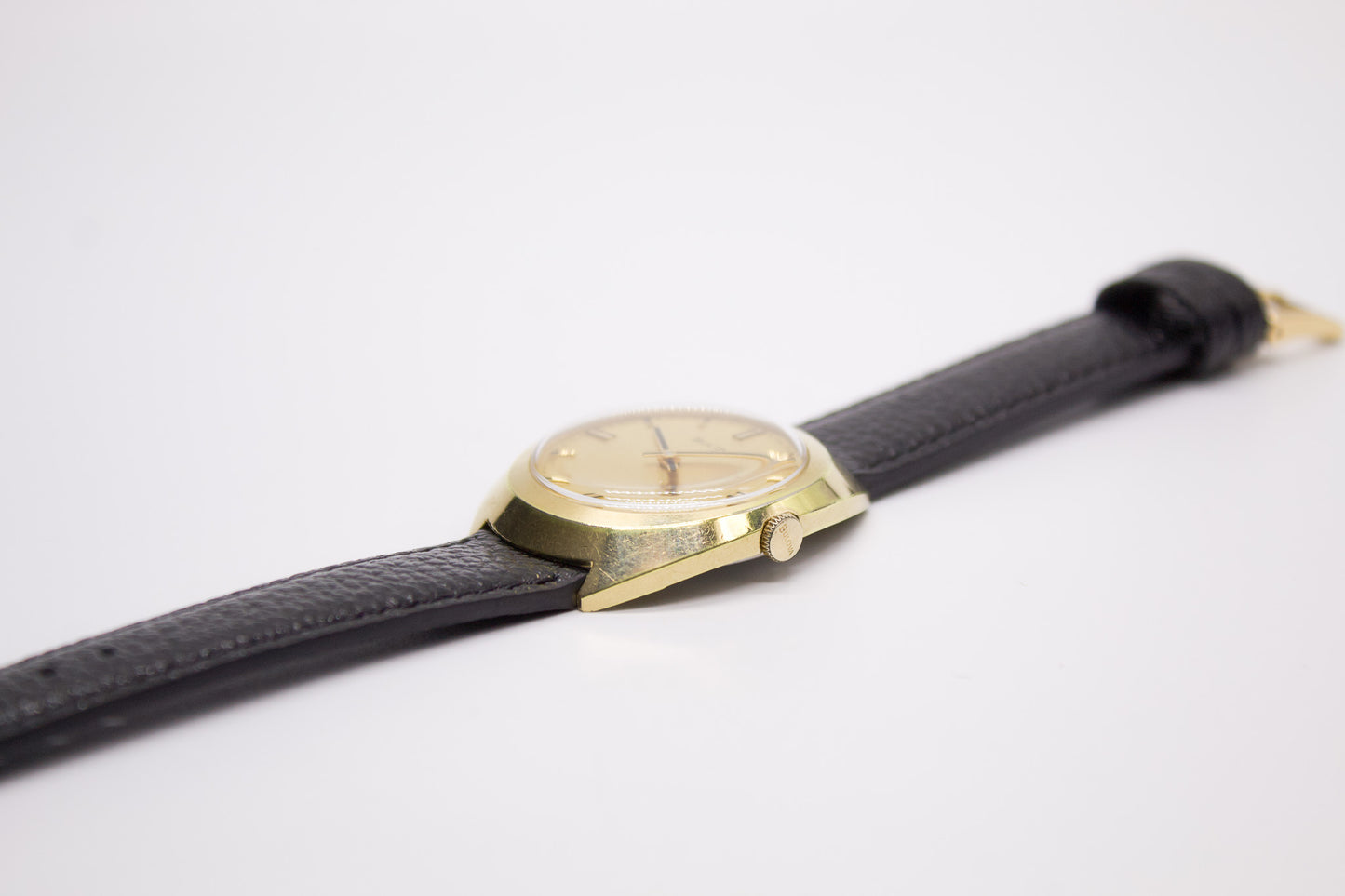 [Serviced] 1970s Bulova Mechanical Golden Birch Bark Textured Dial Men's Wrist-Watch