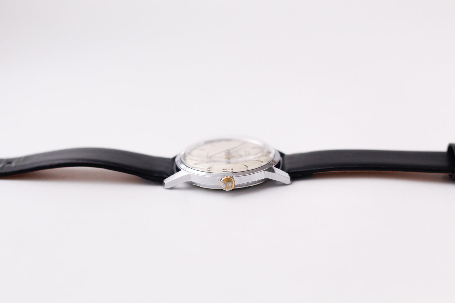[Serviced] 1960s Gruen Precision Mechanical White Linen Dial Men's Wrist-Watch