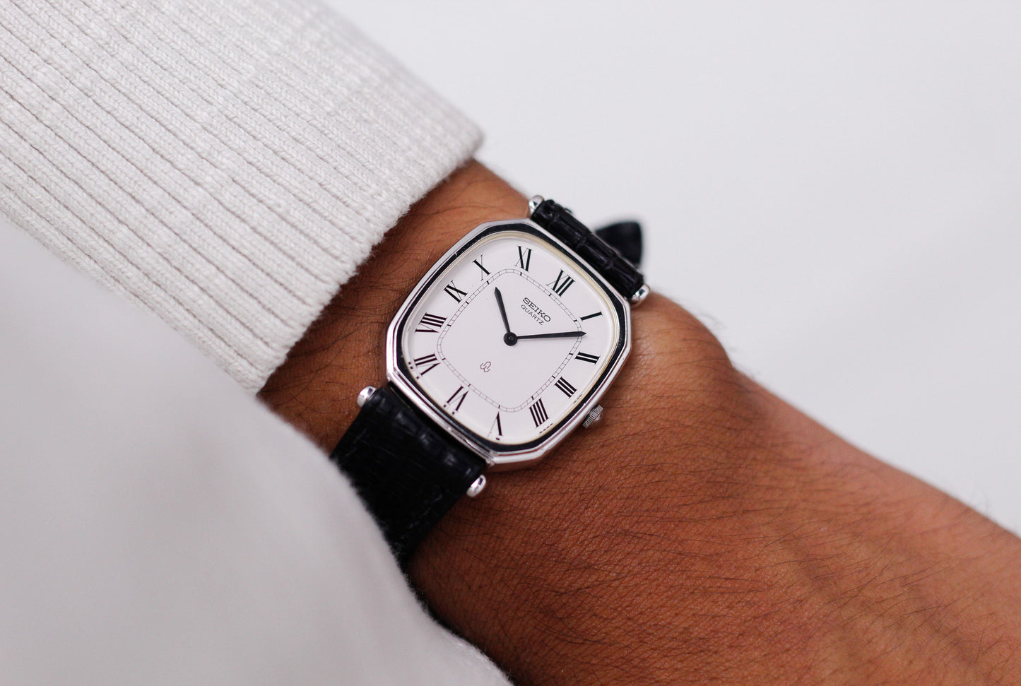 1980 Seiko Quartz Octagon Stark White Roman Dial Men's Wrist-Watch
