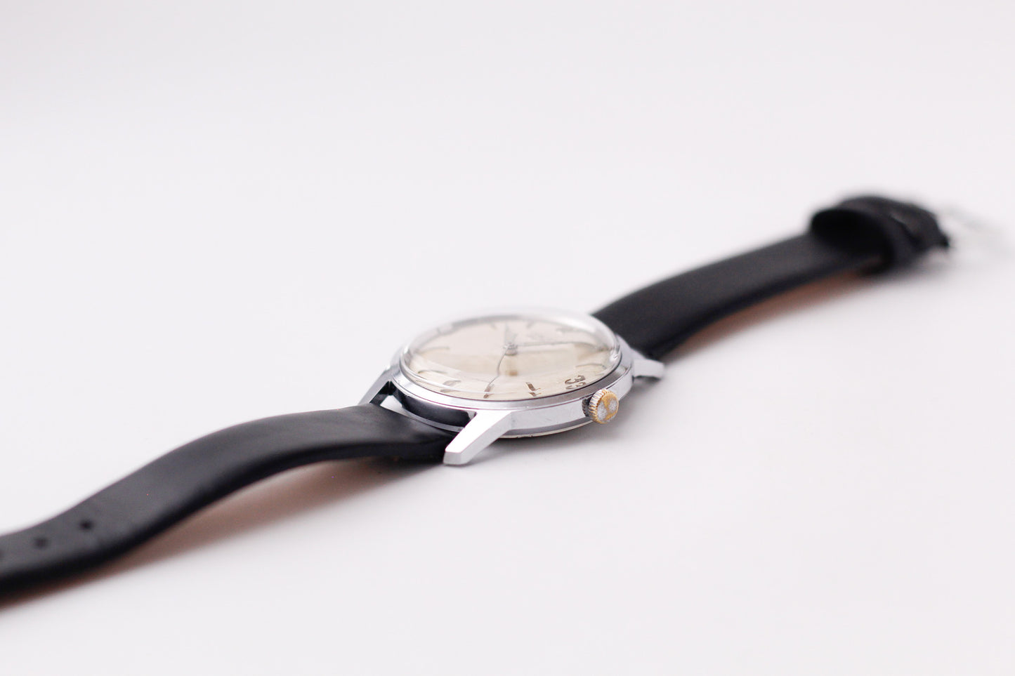 [Serviced] 1960s Gruen Precision Mechanical White Linen Dial Men's Wrist-Watch