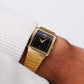 1995 Citizen Quartz Inky Black Gemstone Dial Tank Men's Wrist-Watch