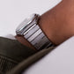 1984 Seiko SQ Straight Grain Silver Dial Men's Wrist-Watch