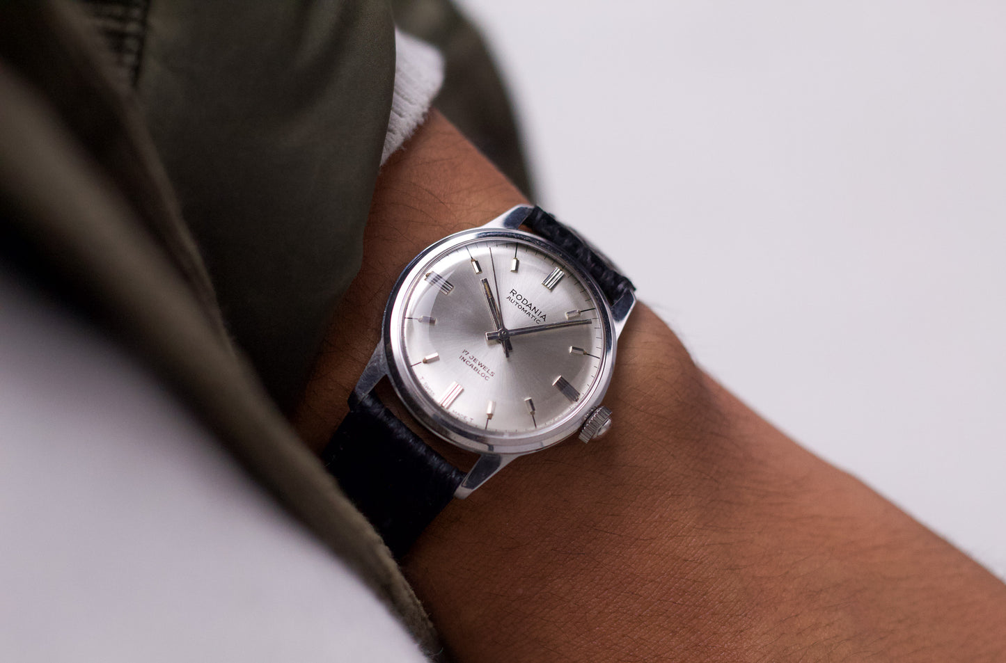[Serviced] 1960s Rodania Silver Sunburst Dial Automatic Men's Wrist-Watch