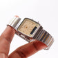 1990s Sharp Quartz Ana-Digit Golden Dial Two Tone Case Men's Wrist-Watch