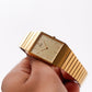 1986 Seiko Quartz Tank Straight Grain Golden Dial Men's Wrist-Watch