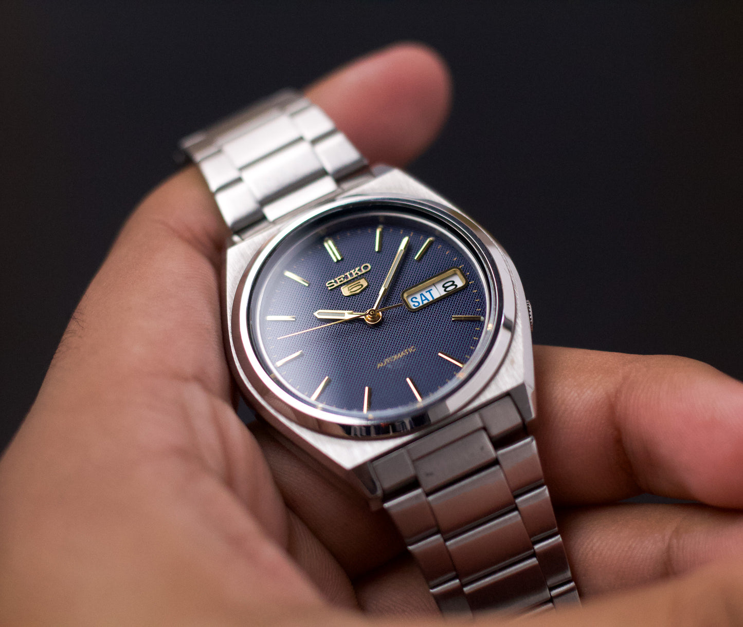 [Near Mint] 1999 Seiko 5 Midnight Blue Dial Men's Mechanical Wrist-Watch