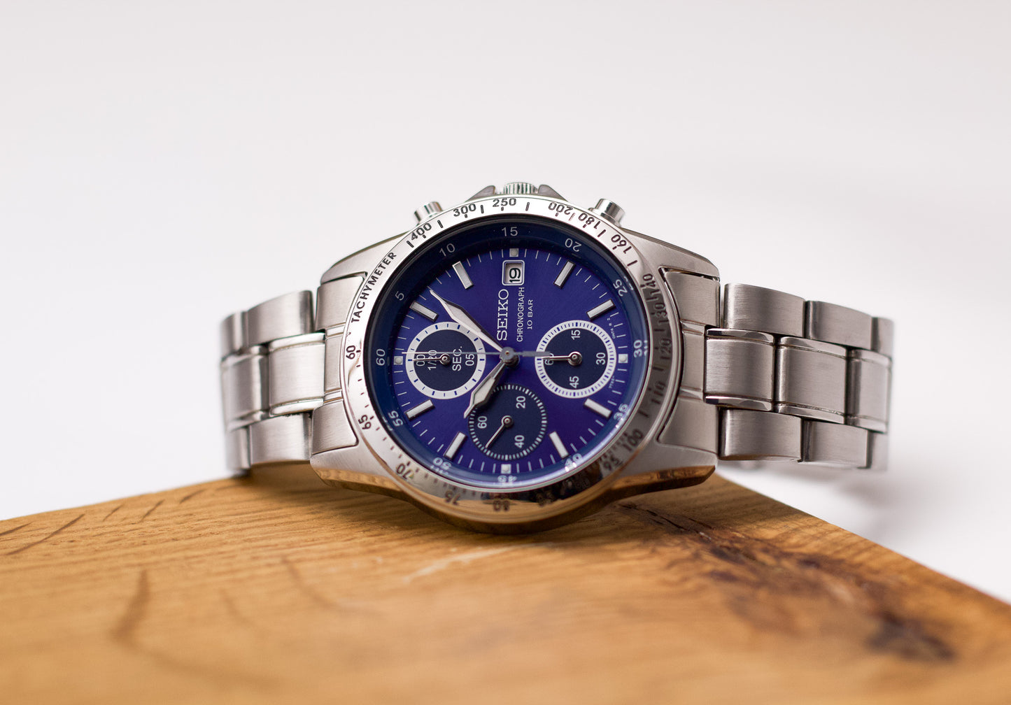 2003 Seiko Quartz Chronograph Marine Blue Dial Men's Wrist-Watch