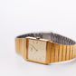 1986 Seiko Quartz Tank Straight Grain Golden Dial Men's Wrist-Watch