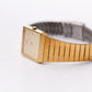 1986 Seiko Quartz Tank Straight Grain Golden Dial Men's Wrist-Watch