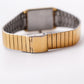 1986 Seiko Quartz Tank Straight Grain Golden Dial Men's Wrist-Watch