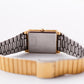 1986 Seiko Quartz Tank Straight Grain Golden Dial Men's Wrist-Watch