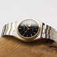 [Near Mint] 1990s Pulsar Quartz Inky Black Dial Two Tone Men's Wrist-Watch
