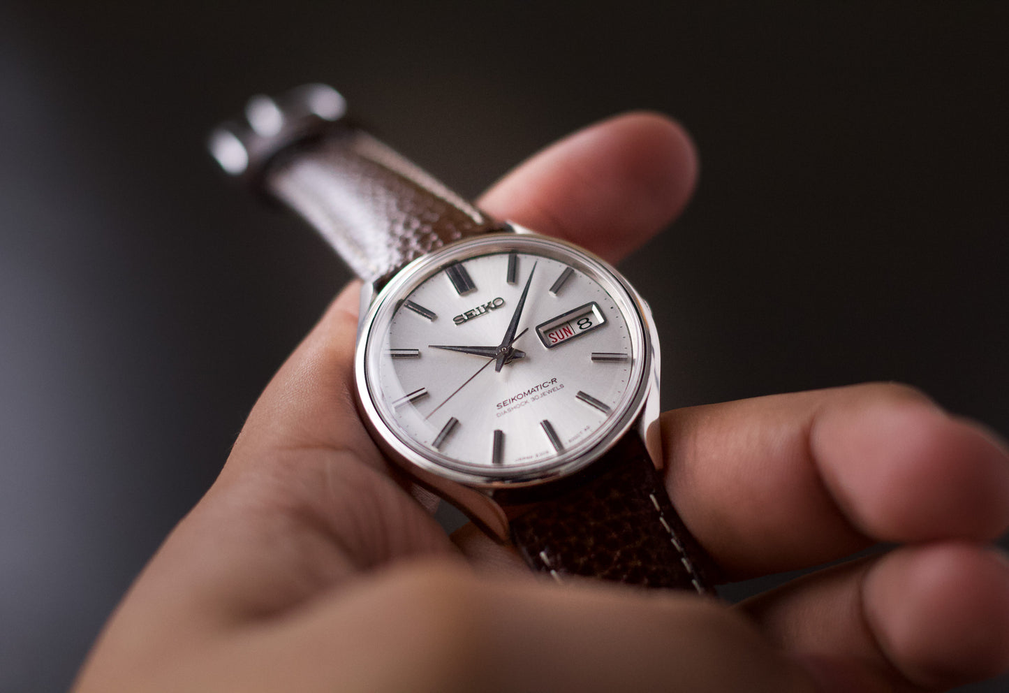 [Serviced] 1968 Seiko Seikomatic-R Radiant Silver Sunburst Dial Men's Wrist-Watch
