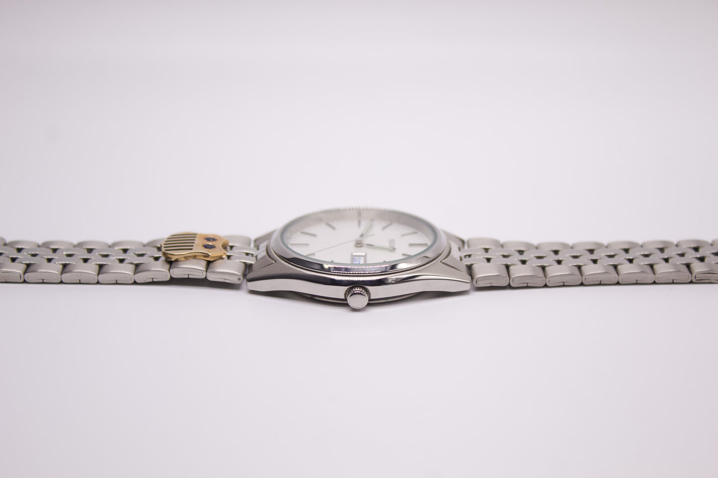 [New Old Stock] 1996 Seiko Quartz Straight Grain Dial Men's Wrist-Watch W/Box